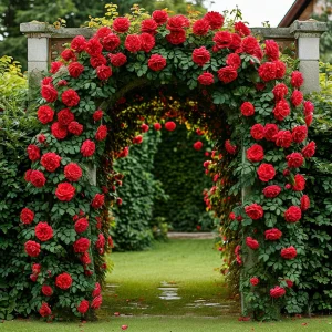 Роза плетистая Алый Триумф купить по цене от 319р. в интернет-магазине «Посадика» с доставкой почтой в в Олекминске и по всей России – [изображение №1].